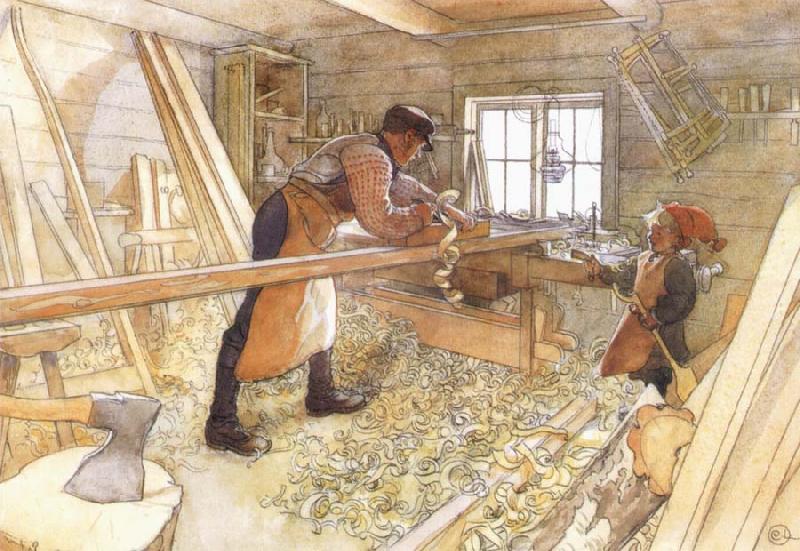 Carl Larsson In the Carpenter Shop